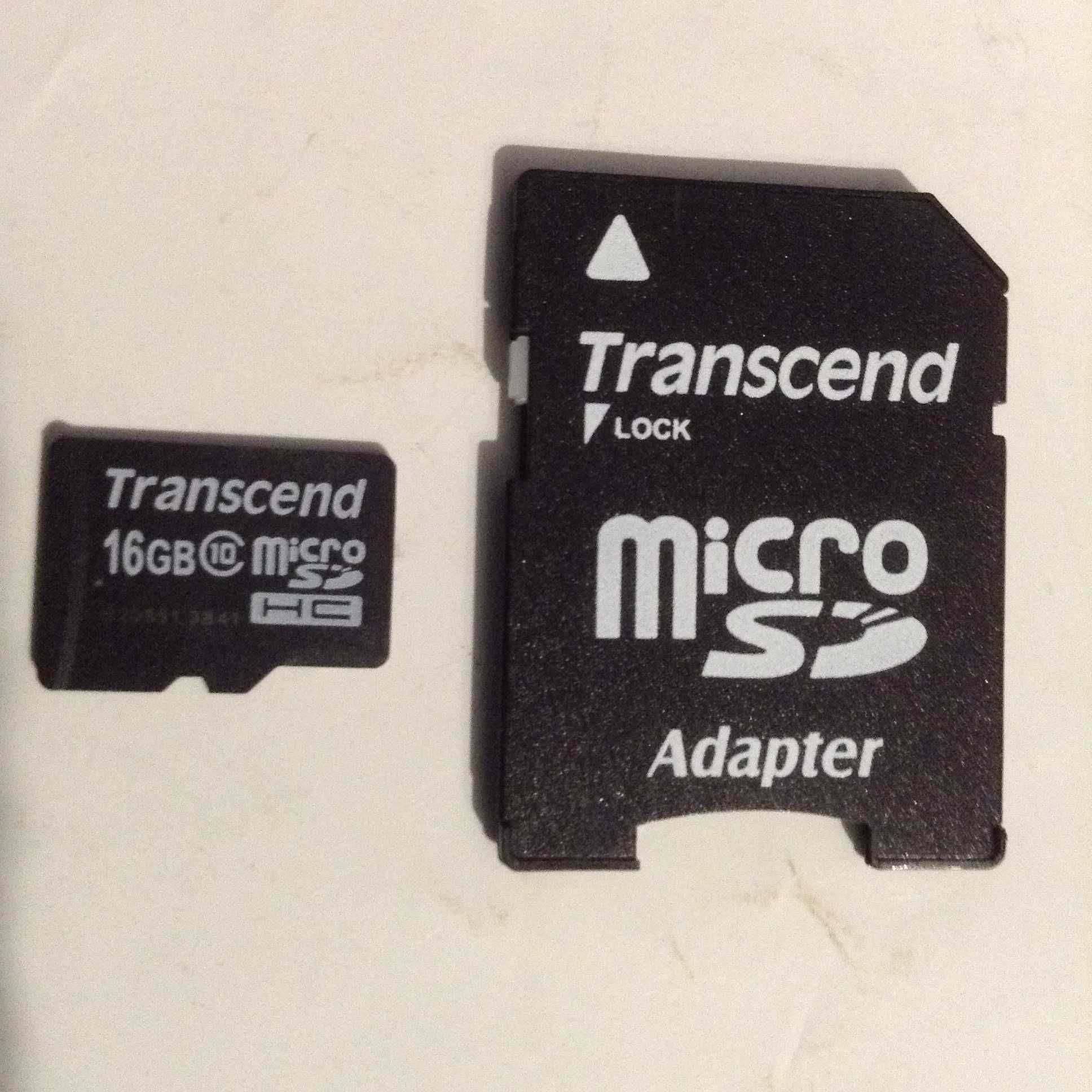 Карта памяти Micro SD Transcend 16GB class 10 + adapter