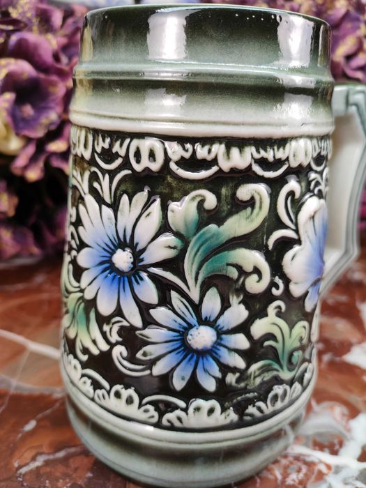 Śliczny ceramiczny kufel - Motywy kwiatowe - 0,75 L - Sitzendorf #2