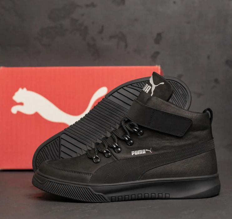 ТОП. Зимние кроссовки на меху мужские Puma, кожаные ботинки на зиму