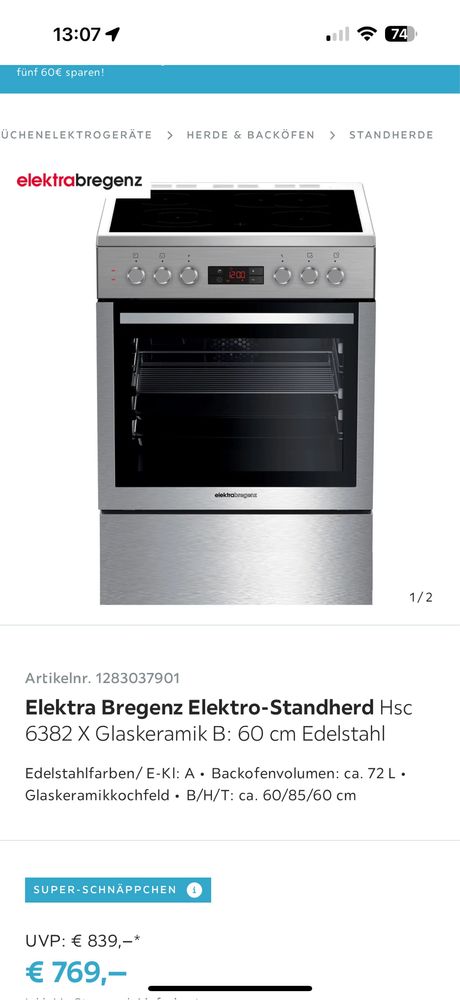 Piekarnik z plyta ceramiczna wolnostojacy elektra bregenz HSC6382x