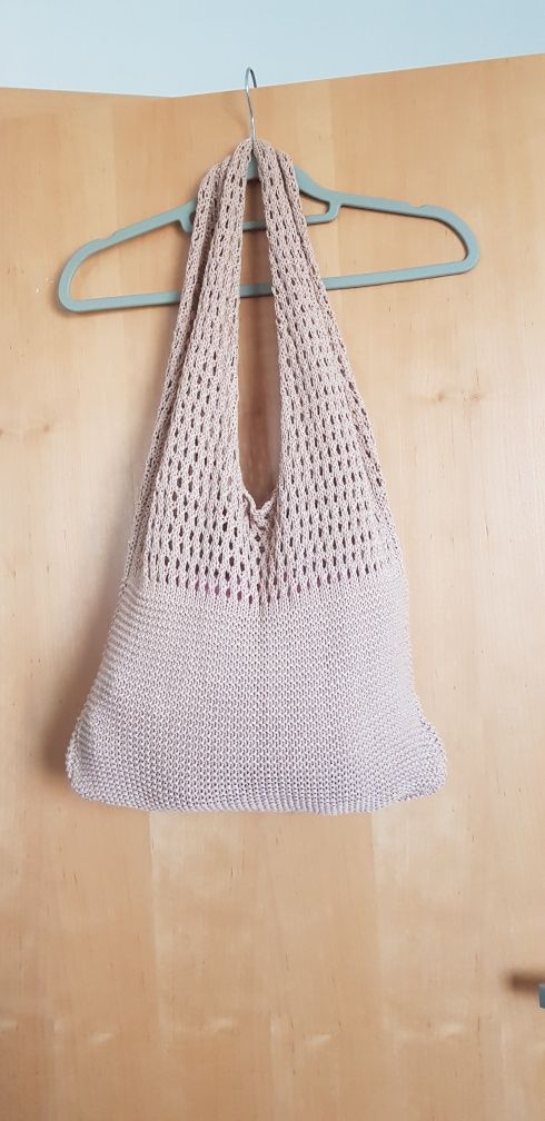 Nowa beżowa ażurowa torba boho na ramię