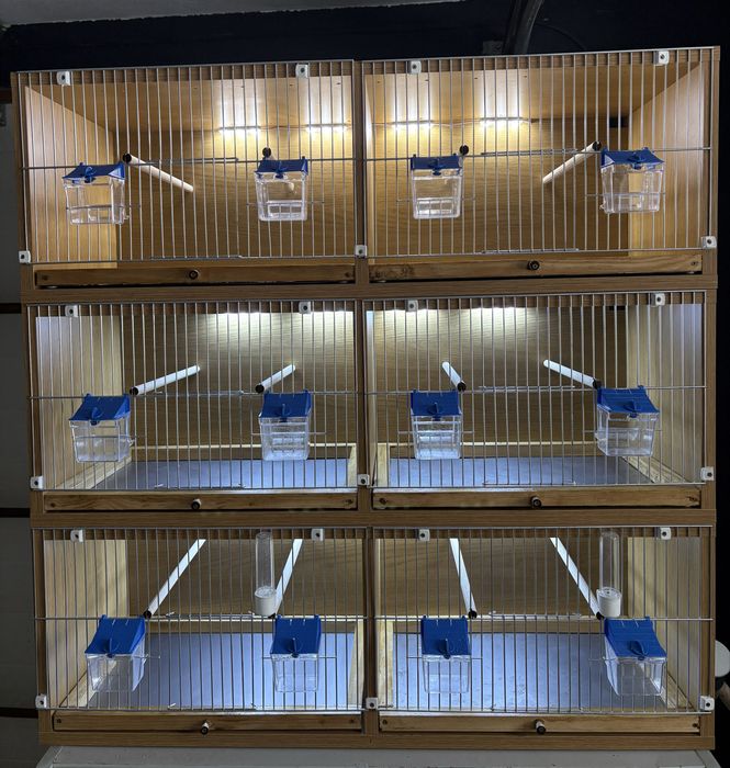 Klatka dla ptaków, kanarków, amadyn, egzotyki. Podwójna z LED