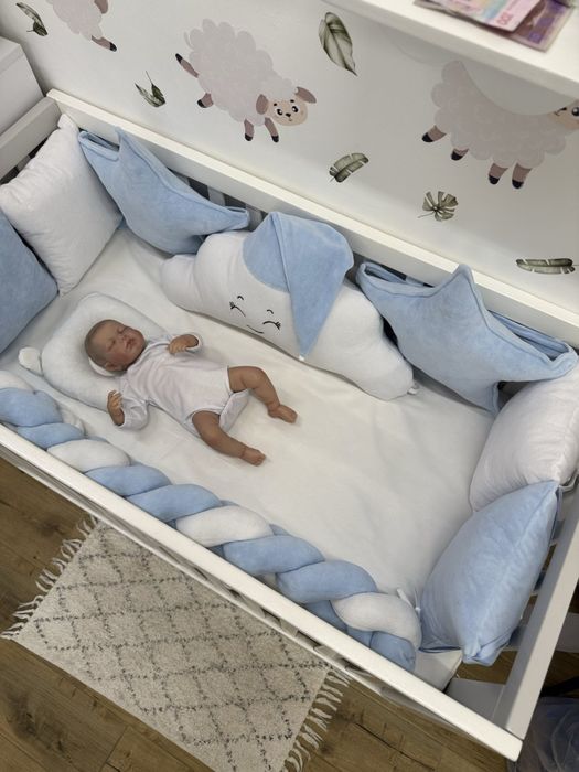 Бортики комплект постільне в ліжечко конверт коса