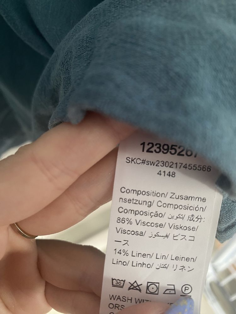 Sukienka ciemnoniebieska wiskoza len nowa