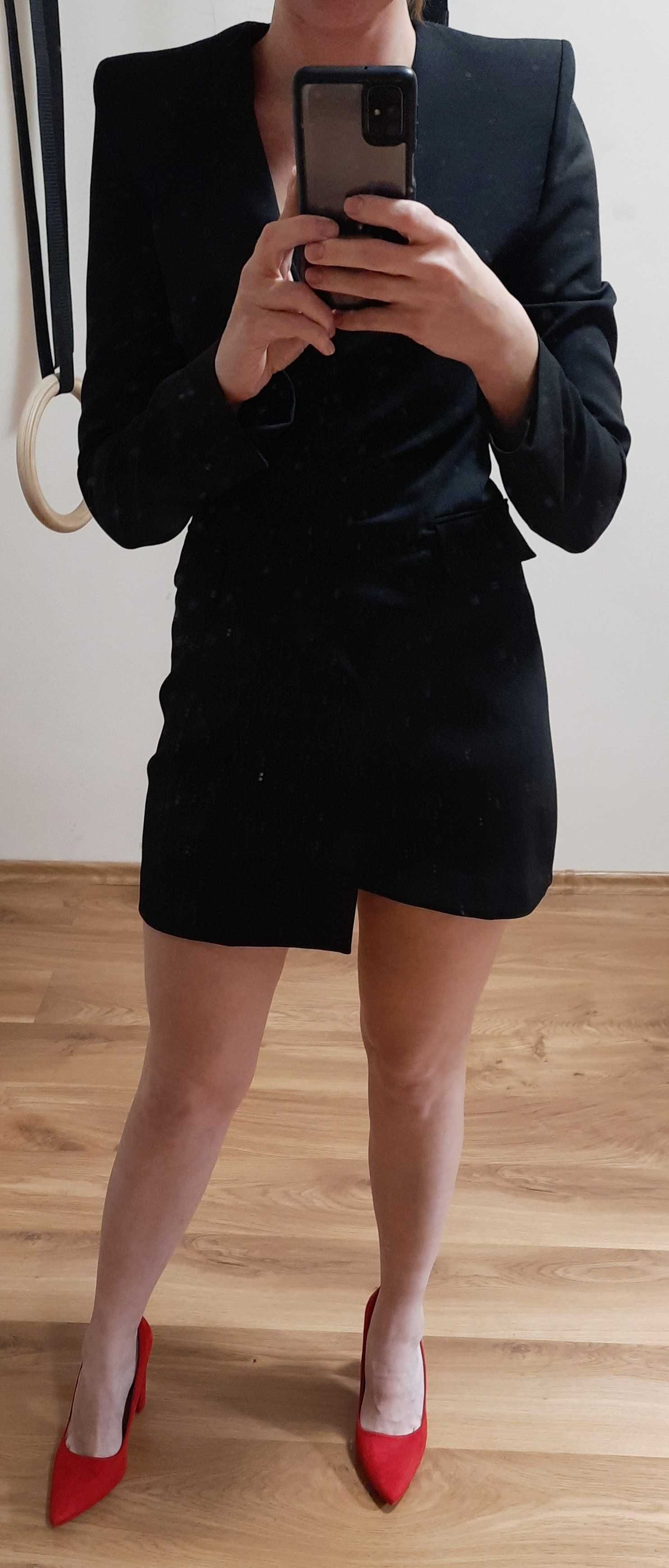 Elegancka sukienka Zara o kroju marynarki z drapowaniem XS 34 nowa