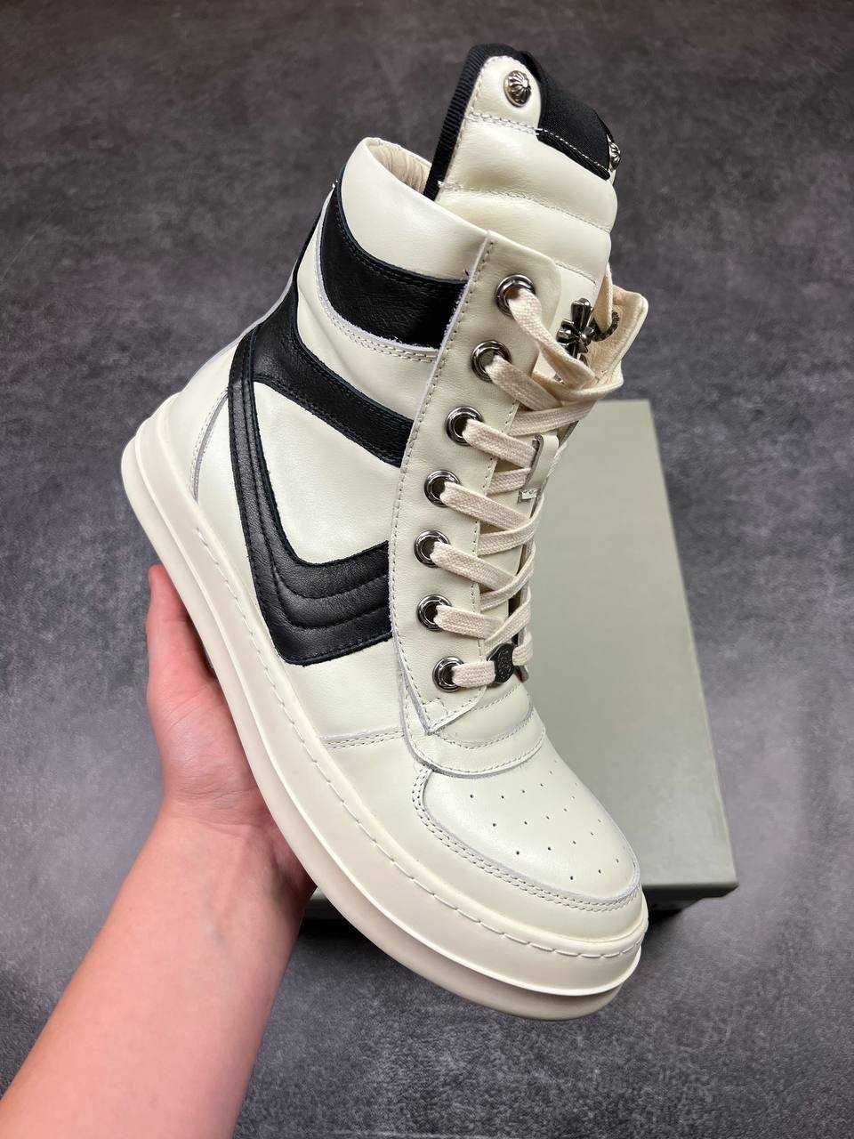 Rick Owens x Chrome Hearts Geobasket Low White