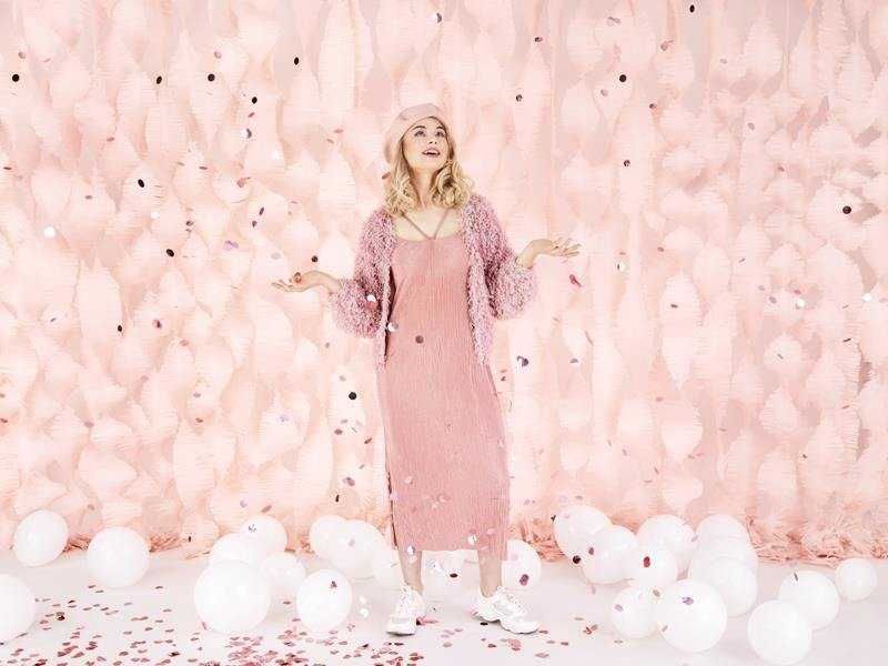 Konfetti pneumatyczne, Tuba, serca Rose Gold, różowe złoto, 60cm