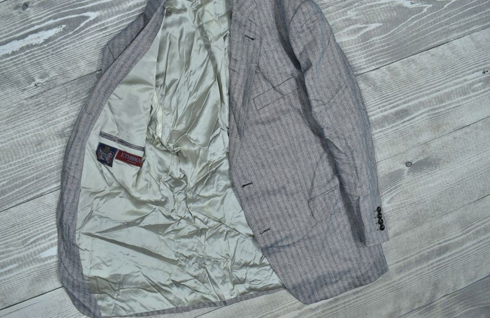 Ethomas Silk And Wool Marynarka Męska W Jodełkę Vintage 28