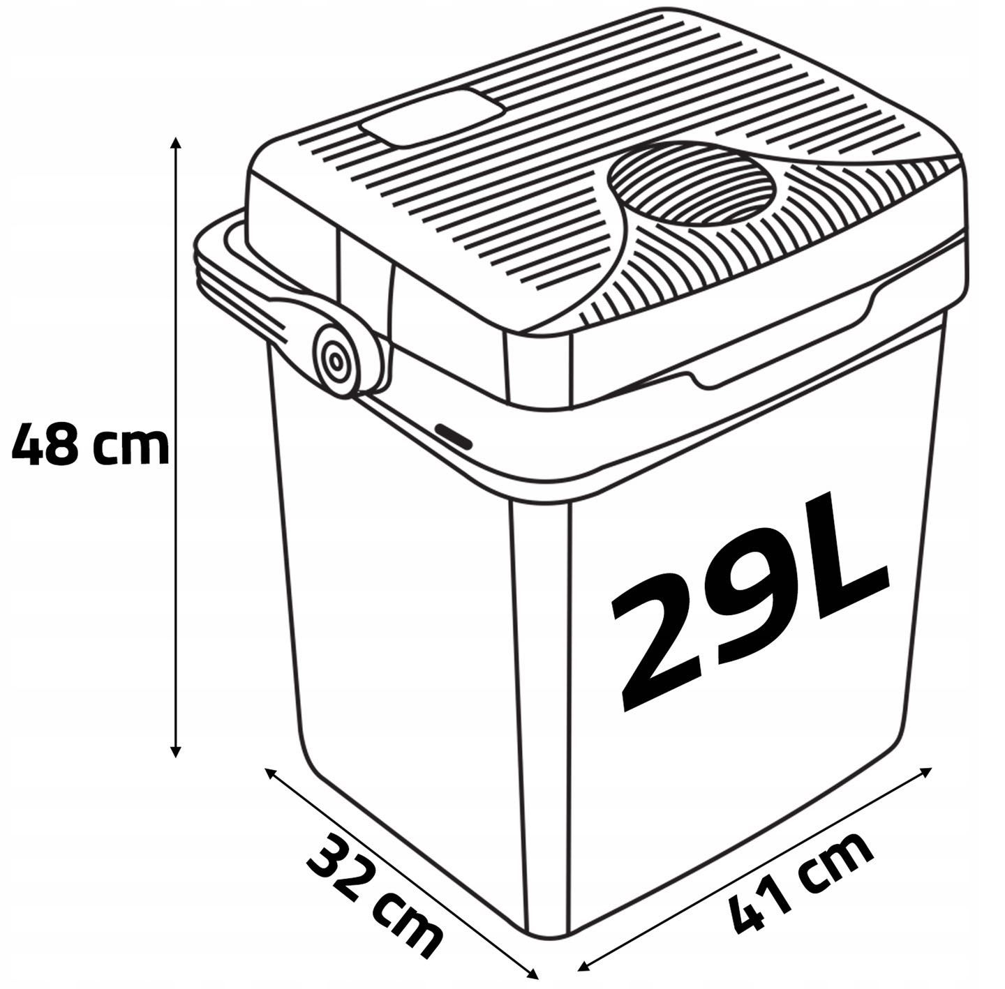 lodówka turystyczna samochodowa 12v/230v usb 29l czarna funk. grzania