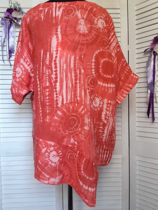 Блуза большого размера оверсайз в абстрактный принт лен италия glossy