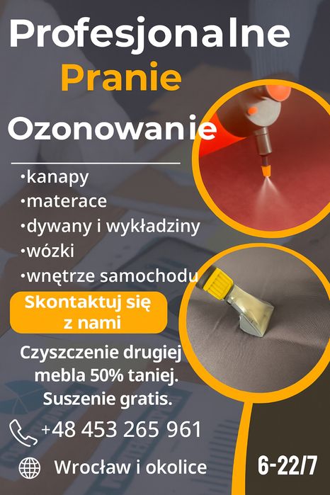 Wrocław pranie kanapy czyszczenie materace wnętsze samochoduOzonowanie