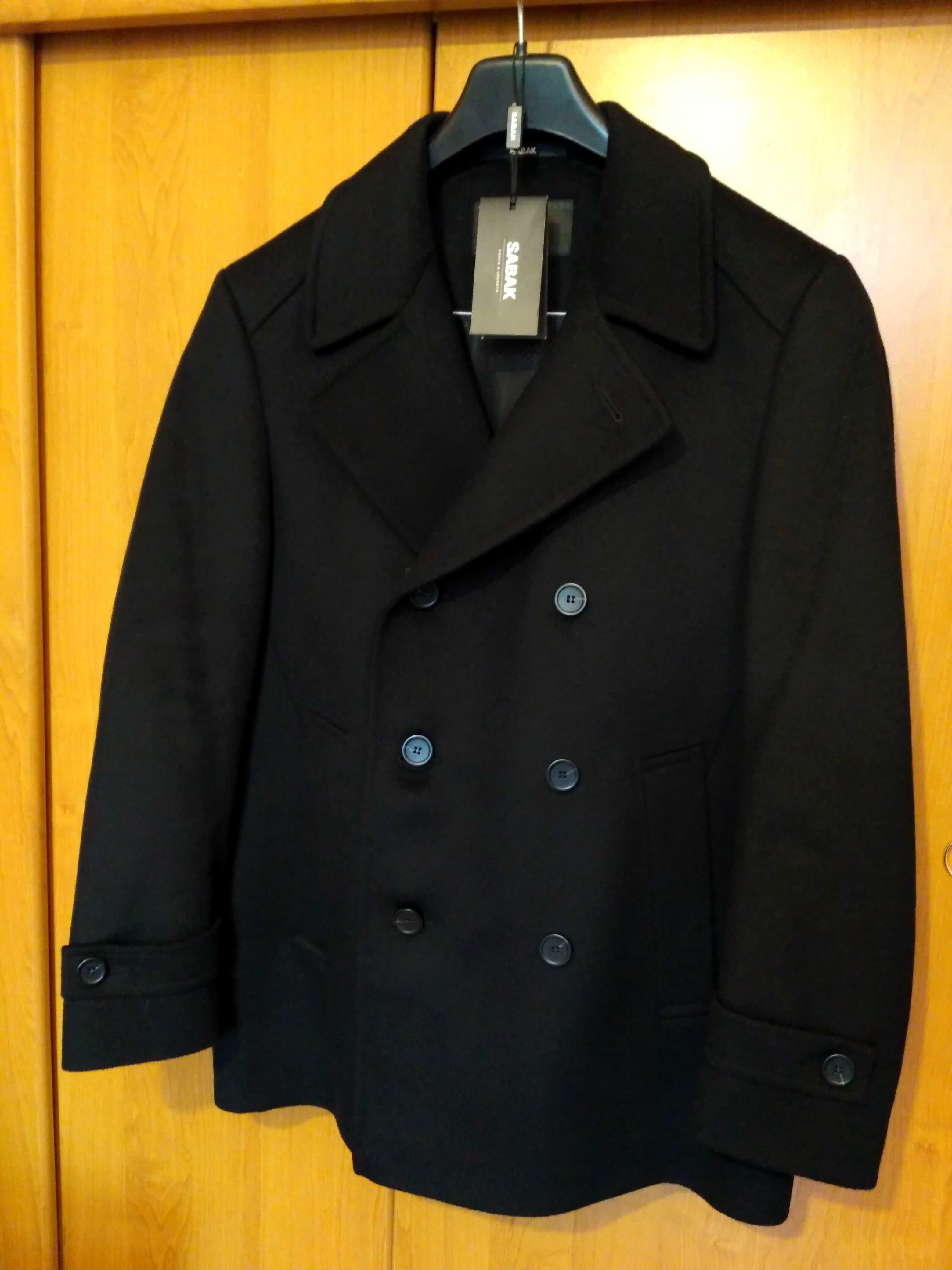 Płaszcz czarny, jesienno zimowy, SABAK model KAROL / 48