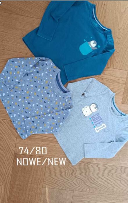 Zestaw 3szt- nowa bluzka niemowlęca 74/80 bluzki długi rękaw