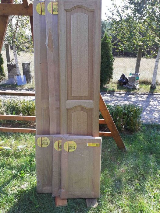 NOWE Drzwi meblowe z drewna Meranti 3x 381x1829 i 3x 381x610