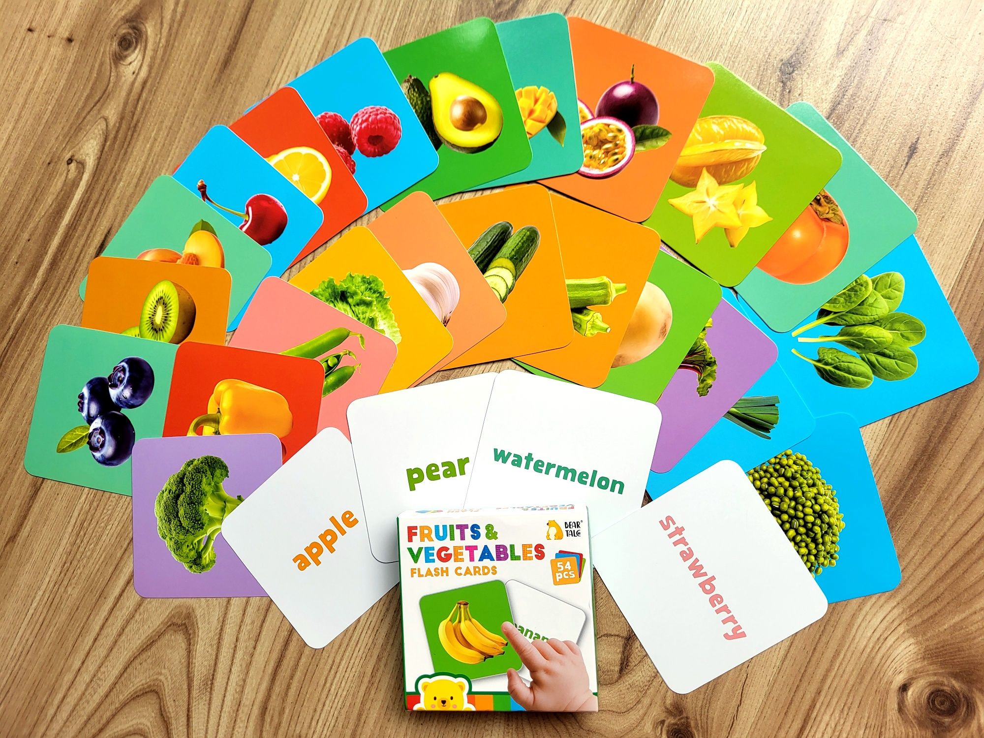 Fruits & Vegetables Flash Cards karty obrazkowe fiszki po angielsku