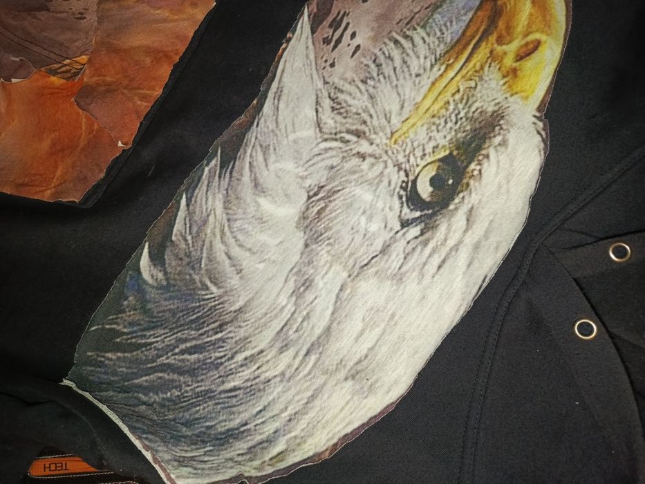 Hoodie boxy oversize eagle sunset patchwork