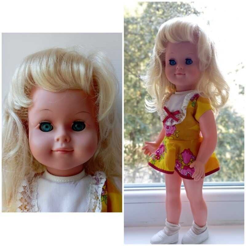 Ранняя кукла лялька красотка руки на резинках длинные волосы 40см ГДР
