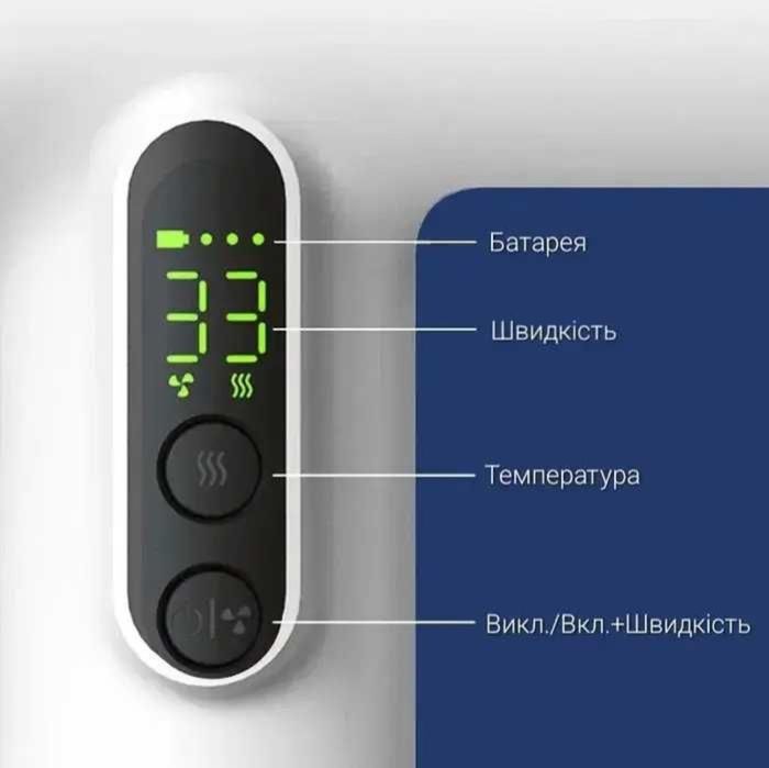 Портативний бездротовий фен на аккумуляторі з дисплеєм(ГАРЯЧЕ ПОВІТРЯ)
