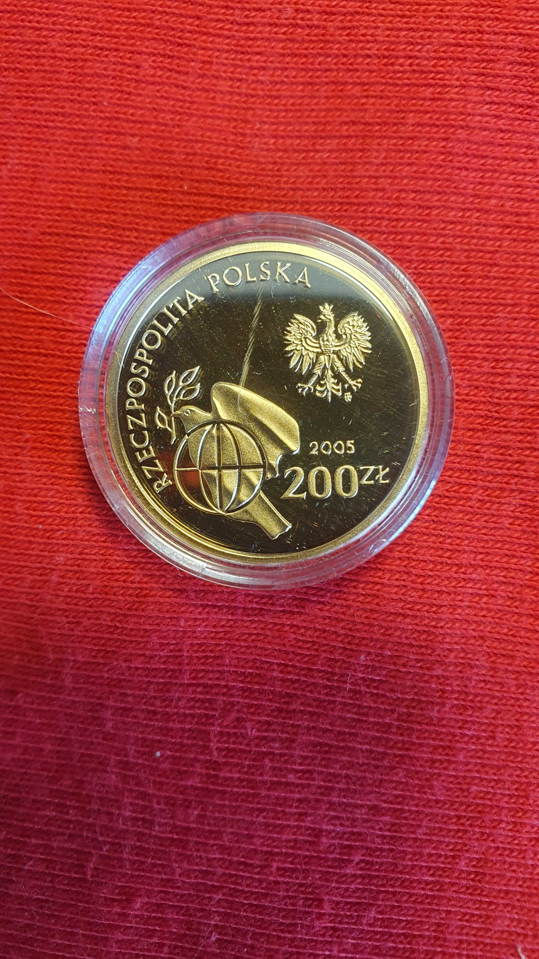 Moneta złota 200 zł z 2005 r. - 60 rocznica zako.II wojny światowej