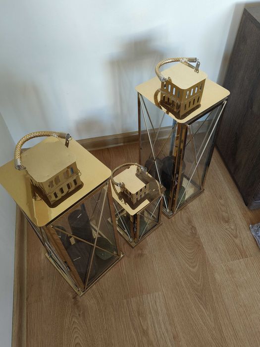 Lampiony złote komplet