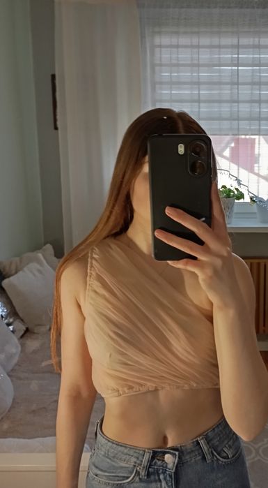 Tiulowy top na jedno ramię rozmiar XS
