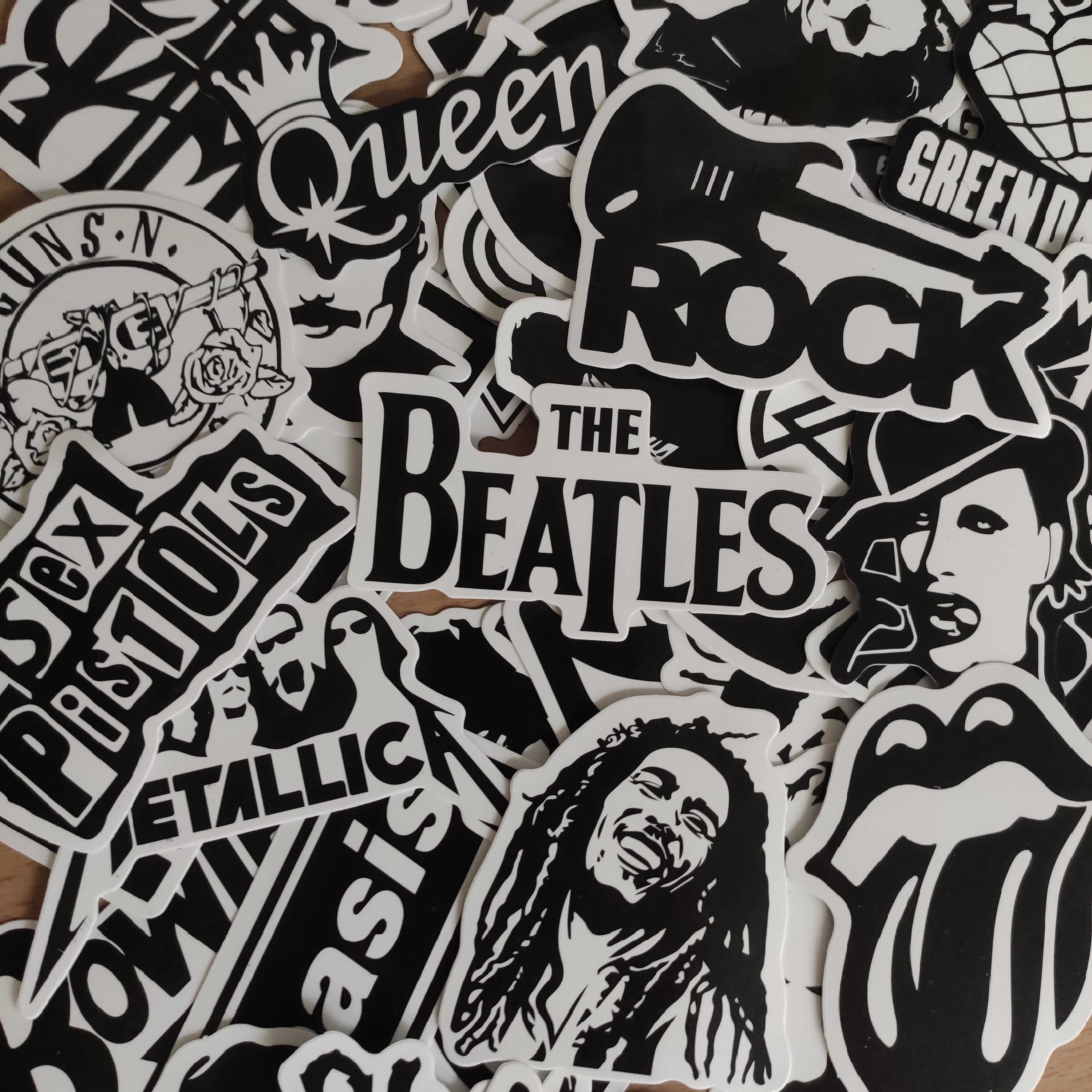 Pack 50 Autocolantes Stickers Adesivos Musica Rock Preto e Branco
