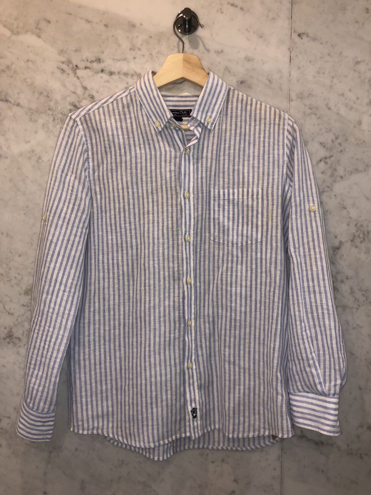 Camisa Linho As Riscas Massimo Dutti