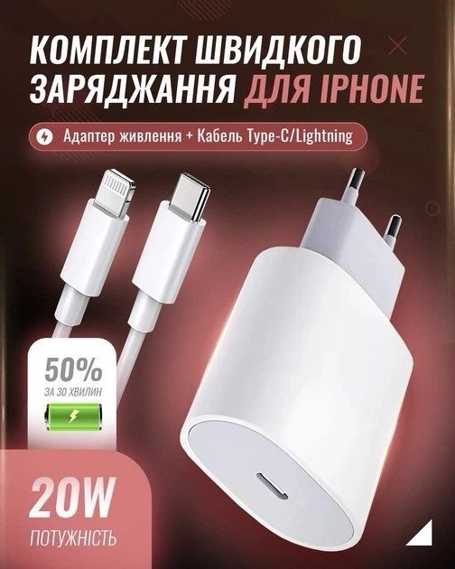 Комплект зарядний Apple 20W і 35W Iphone Lightning, Type-C епл айфон