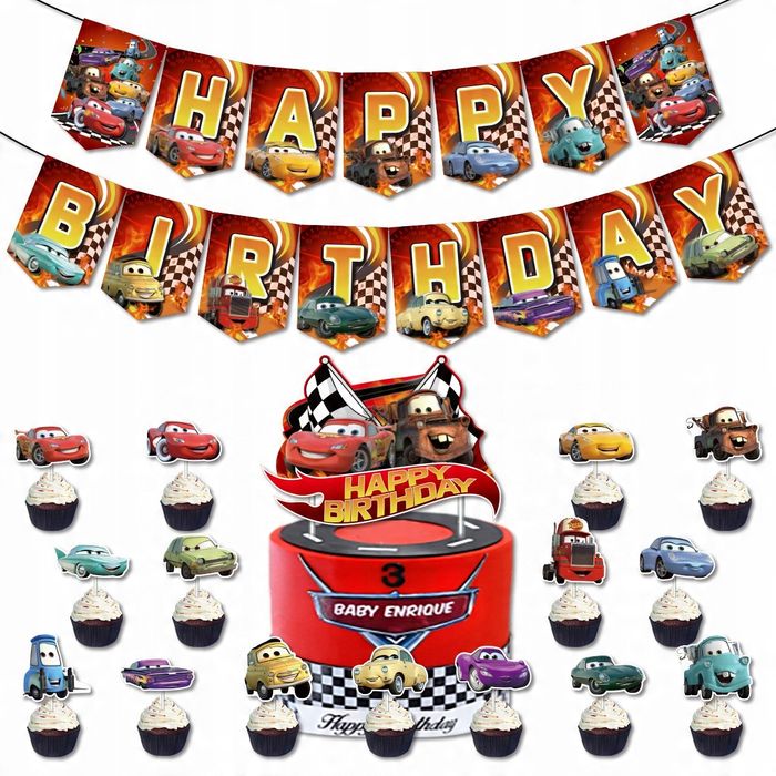 Oro Party Zestaw balonowych dekoracji urodzinowych Auta Cars Zygzak
