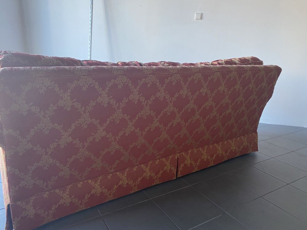 Sofa nierozkładana kolor czerwono-złoty