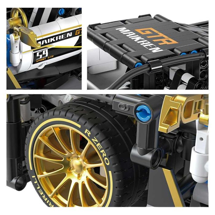 Zestaw Klocków Auto Sportowe Biało/Czarne 1242el. ZKL.T1004