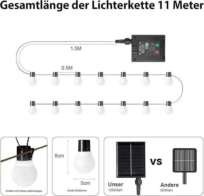 Traumheim Solarny łańcuch świetlny na zewnątrz, 10 m