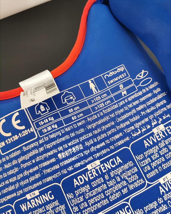 Colete de natação criança Nabaiji 15–18 kg (tamanho S)