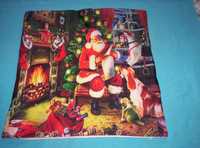 Święty Mikołaj przy kominku poszewka powłoczka na poduszkę jaśka