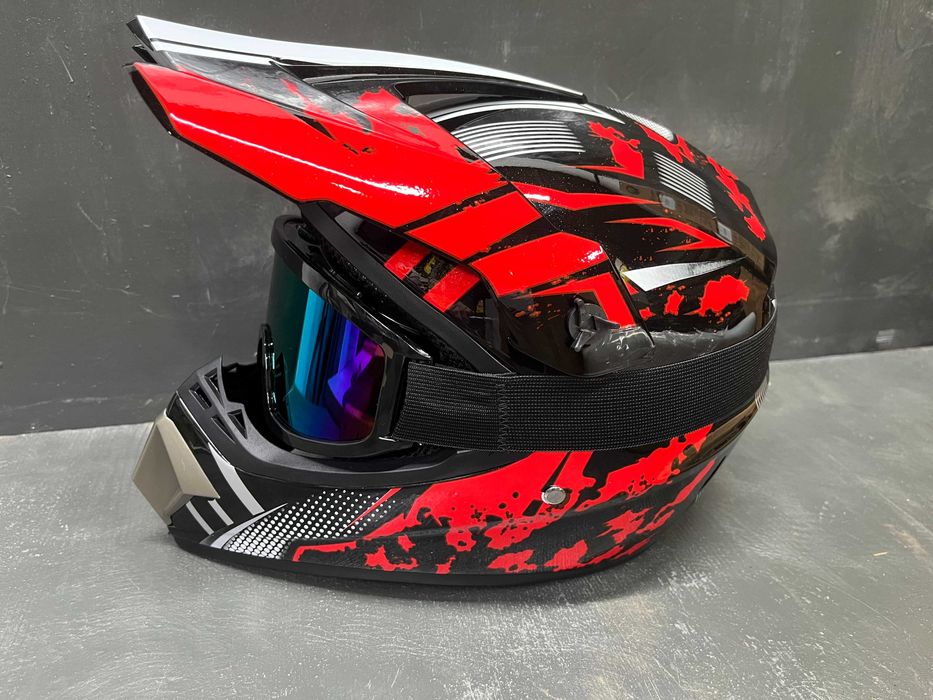 Шолом, шлем кросс ендуро із окулярами