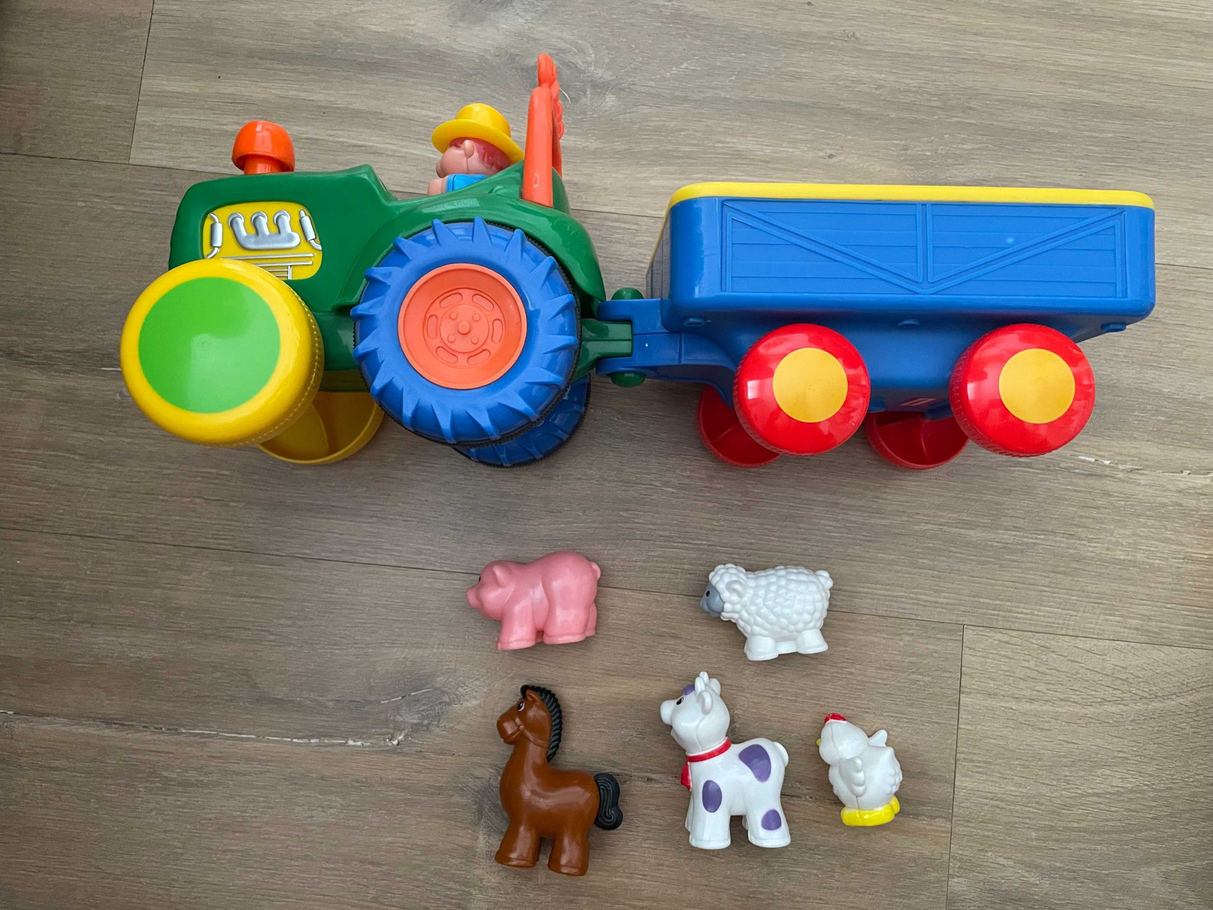 Traktor z przyczepa i zwierzakami - Pan Domelek