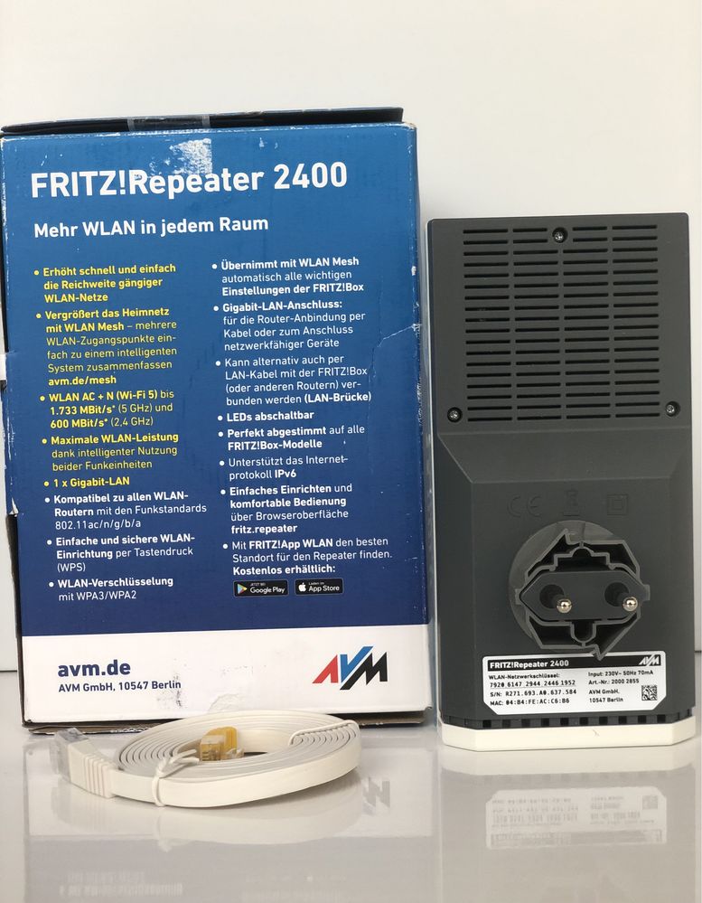 Підсилювач Wi-Fi сигналу мережі Ретранслятор AVM FRITZ!Repeater 2400