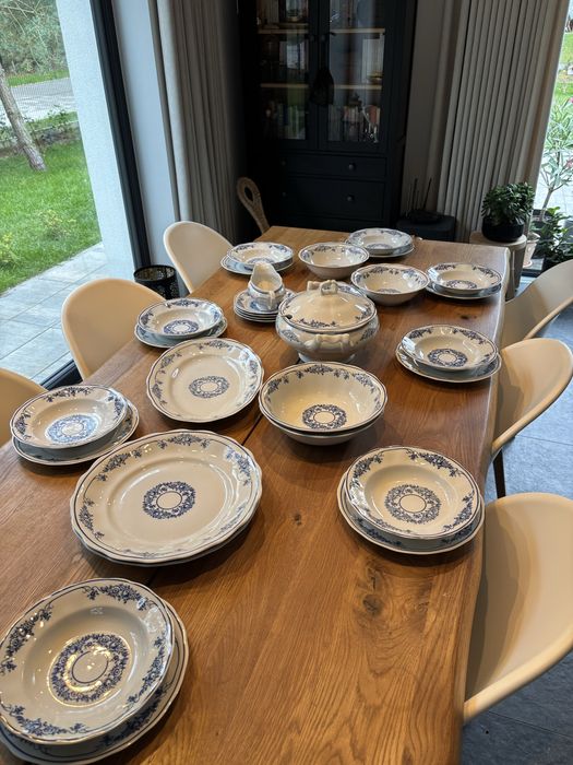 Serwis obiadowy Karolina vintage – styl ZARA Home, niebieski wieniec