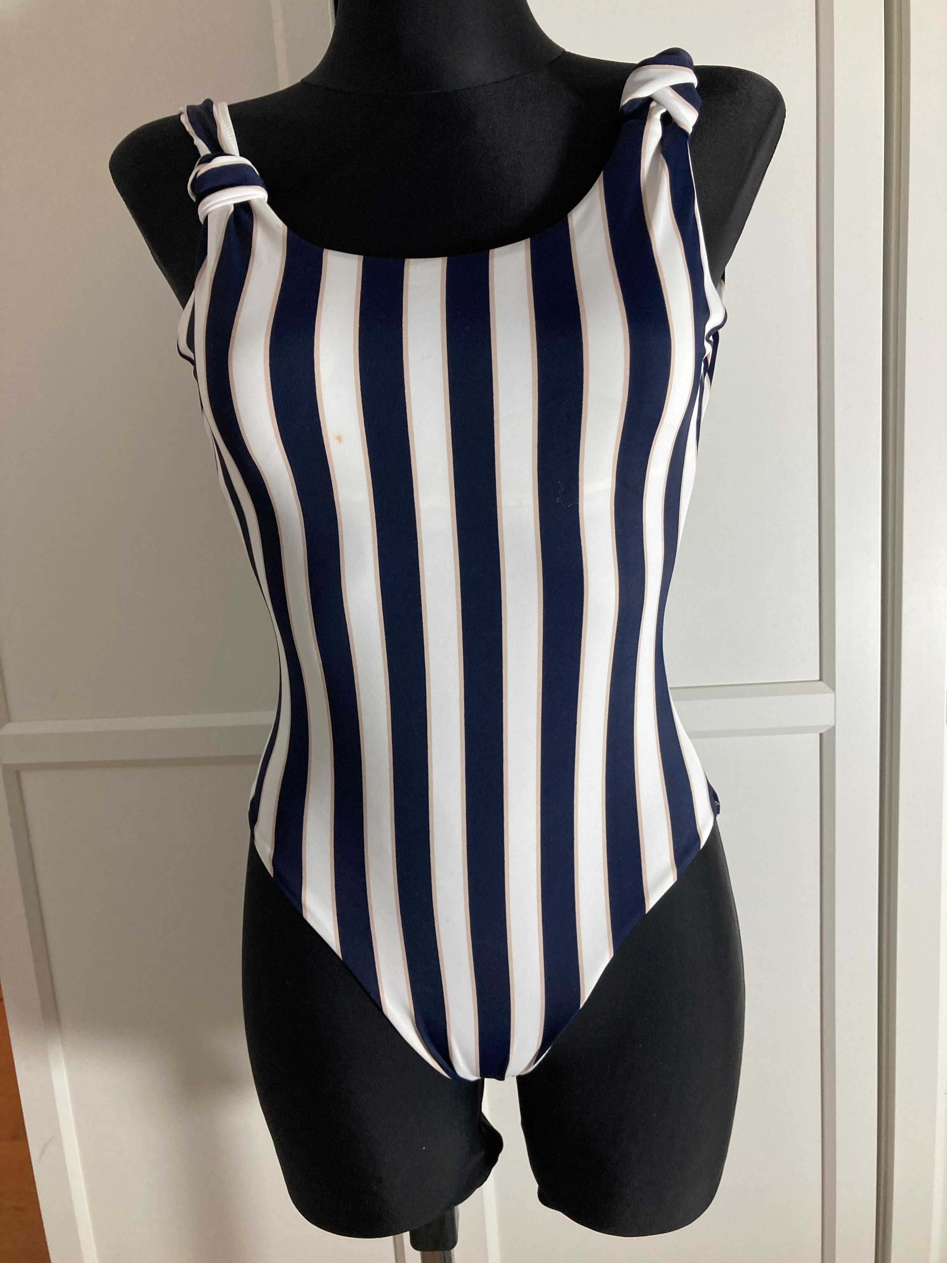 zebra marynarski styl jednoczęściowy strój kąpielowy