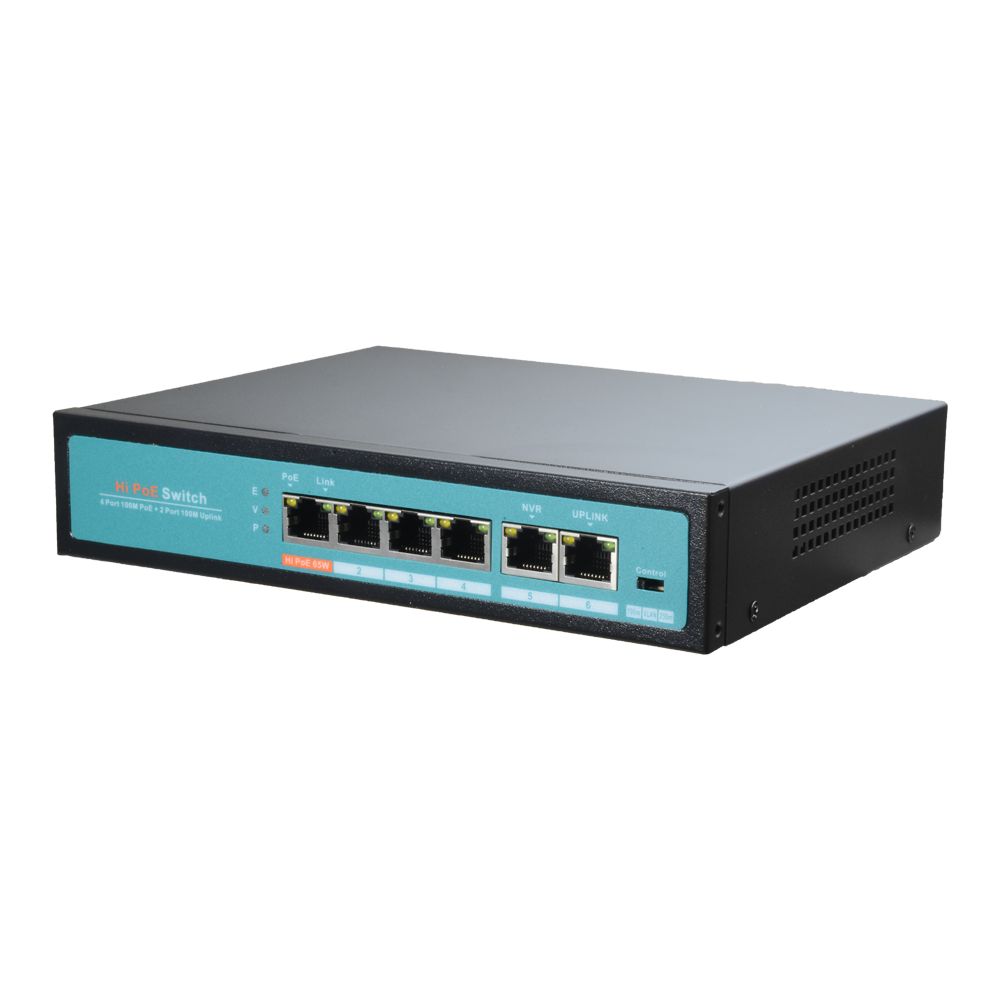 Switch PoE 6 portas (4 portas + 2 uplink)-lojaCCTV SW0604-60-HIPOE