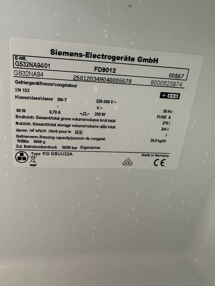 Komplet Chłodziarka+Zamrażarka Lodówka Lodowka Siemens zamrazarka
