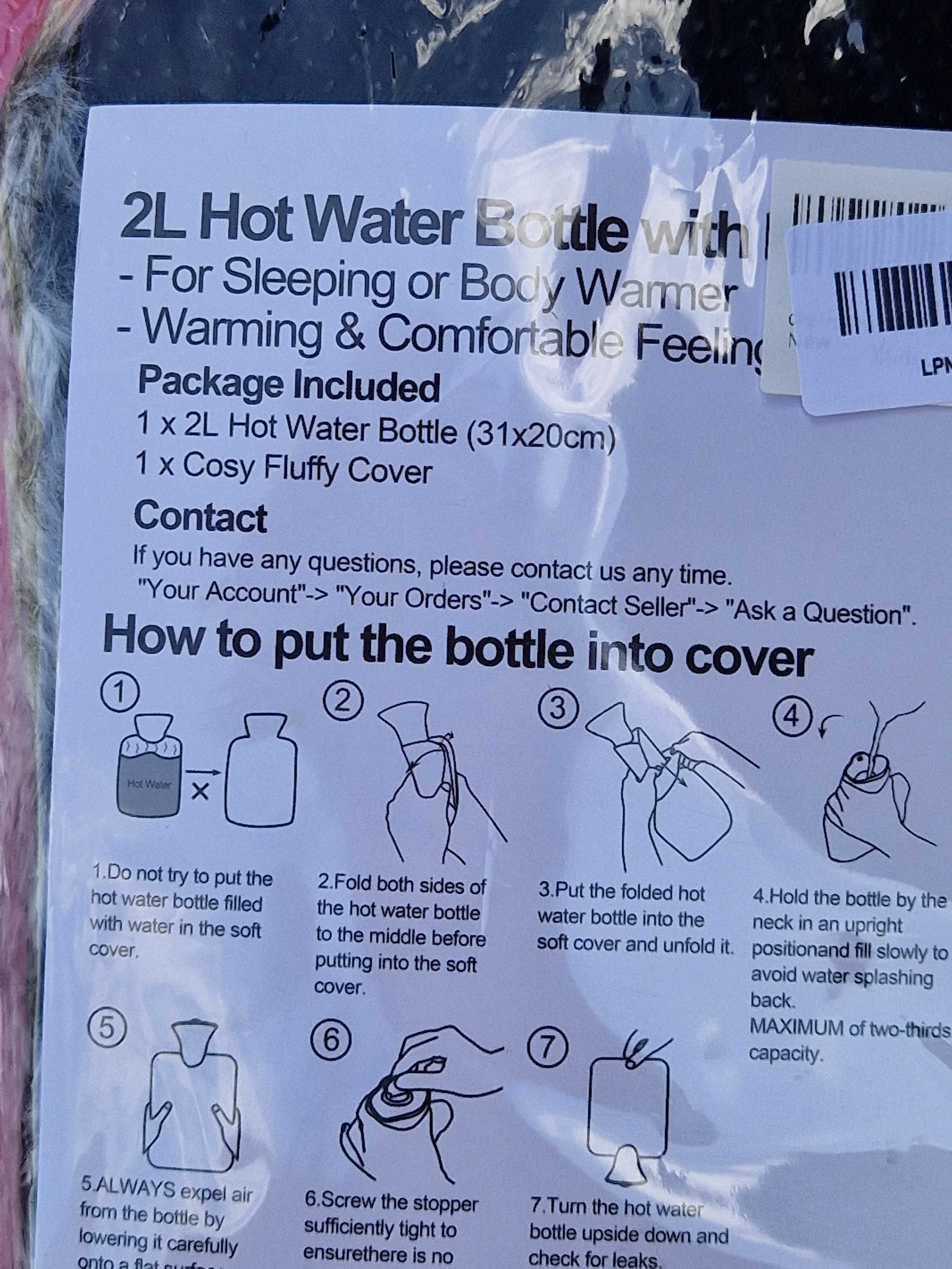 Duży futrzany termofor, 2l, idealny na prezent, nowy