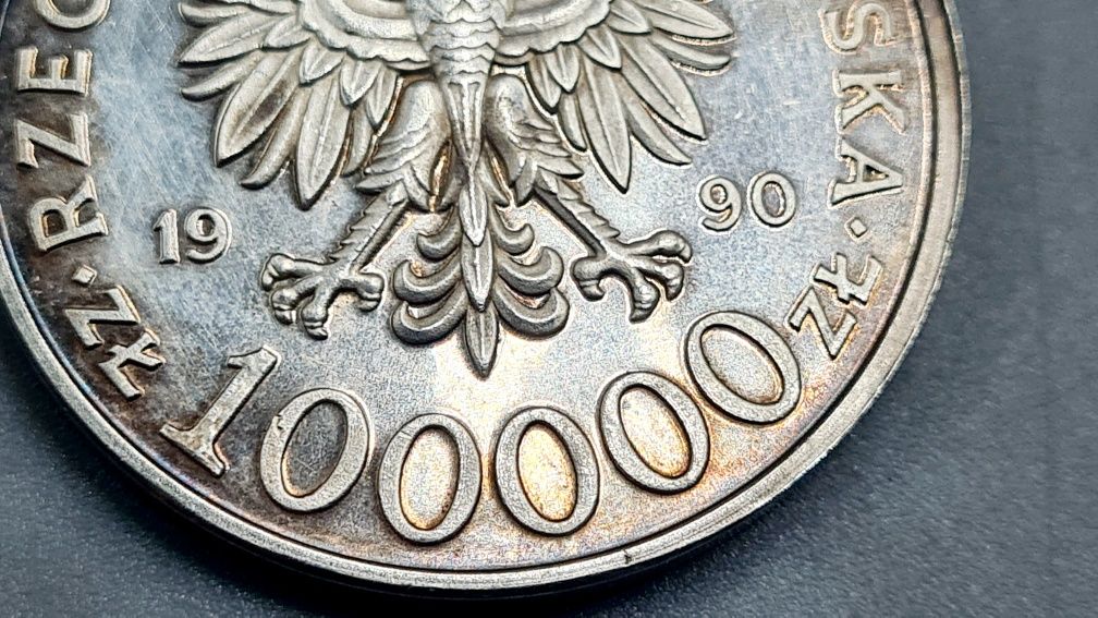 moneta srebrna solidarność 100000zł 1990r + gratis 10000zł 10 rocznica