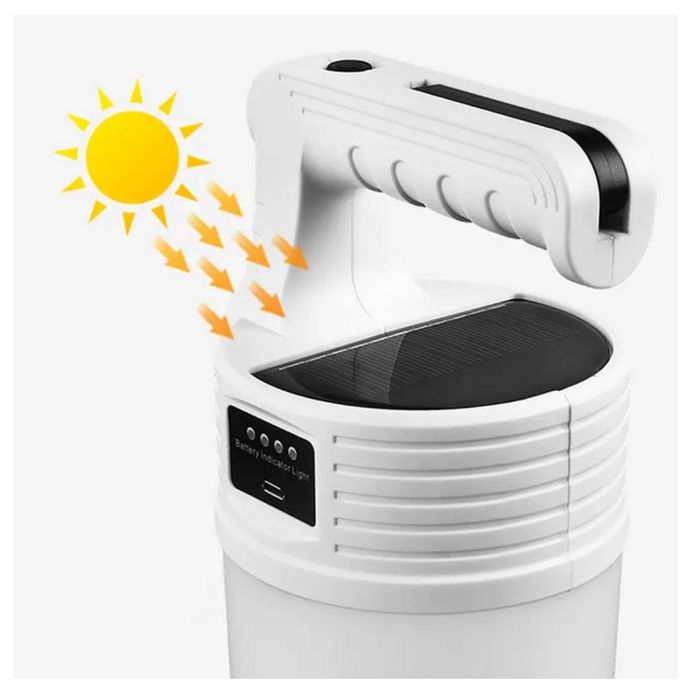 Кемпінгова лампа - ліхтар акумуляторна 1200мАч USB на сонячній панеллю