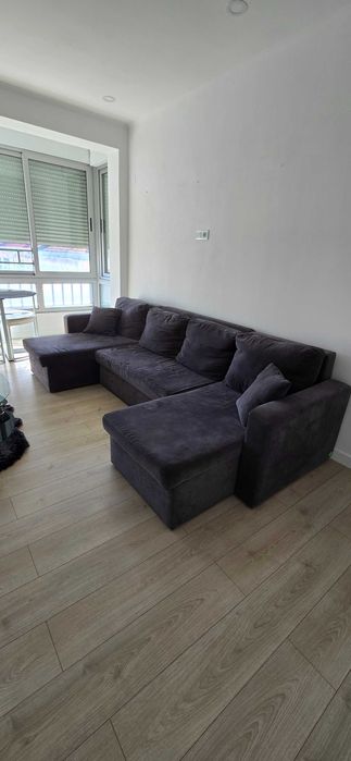 Sofa preto duplo chaise long