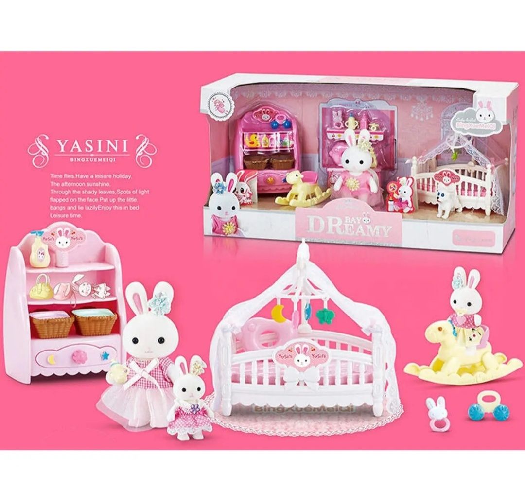 Набір лялькові меблі «Щаслива родина» зайчики, Лол, Silvian, Лалалупсі