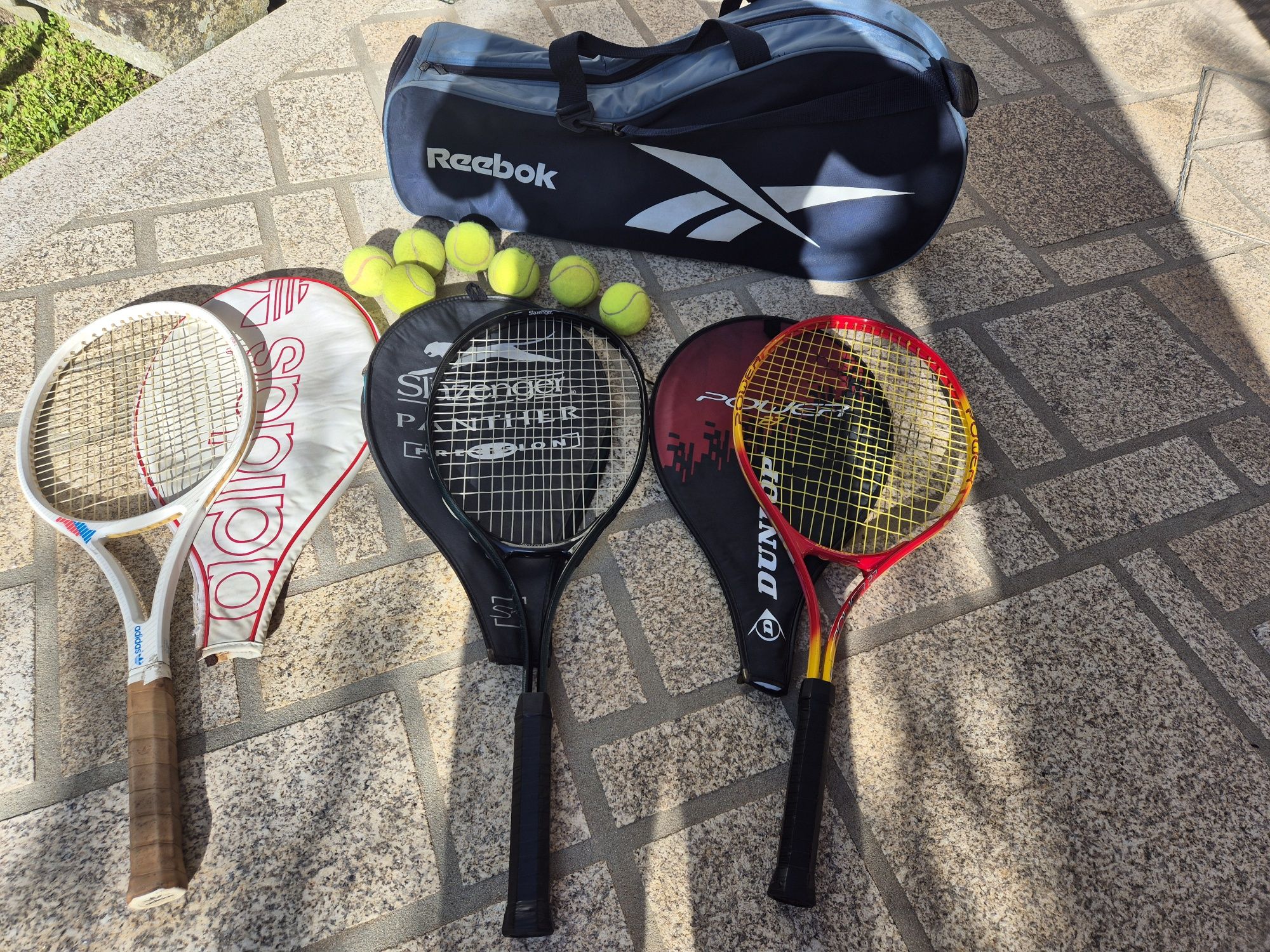 Conjunto tenis (raquetes, saco, bolas)