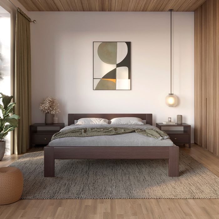 Ліжко двоспальне деревʼяне Венге 3814