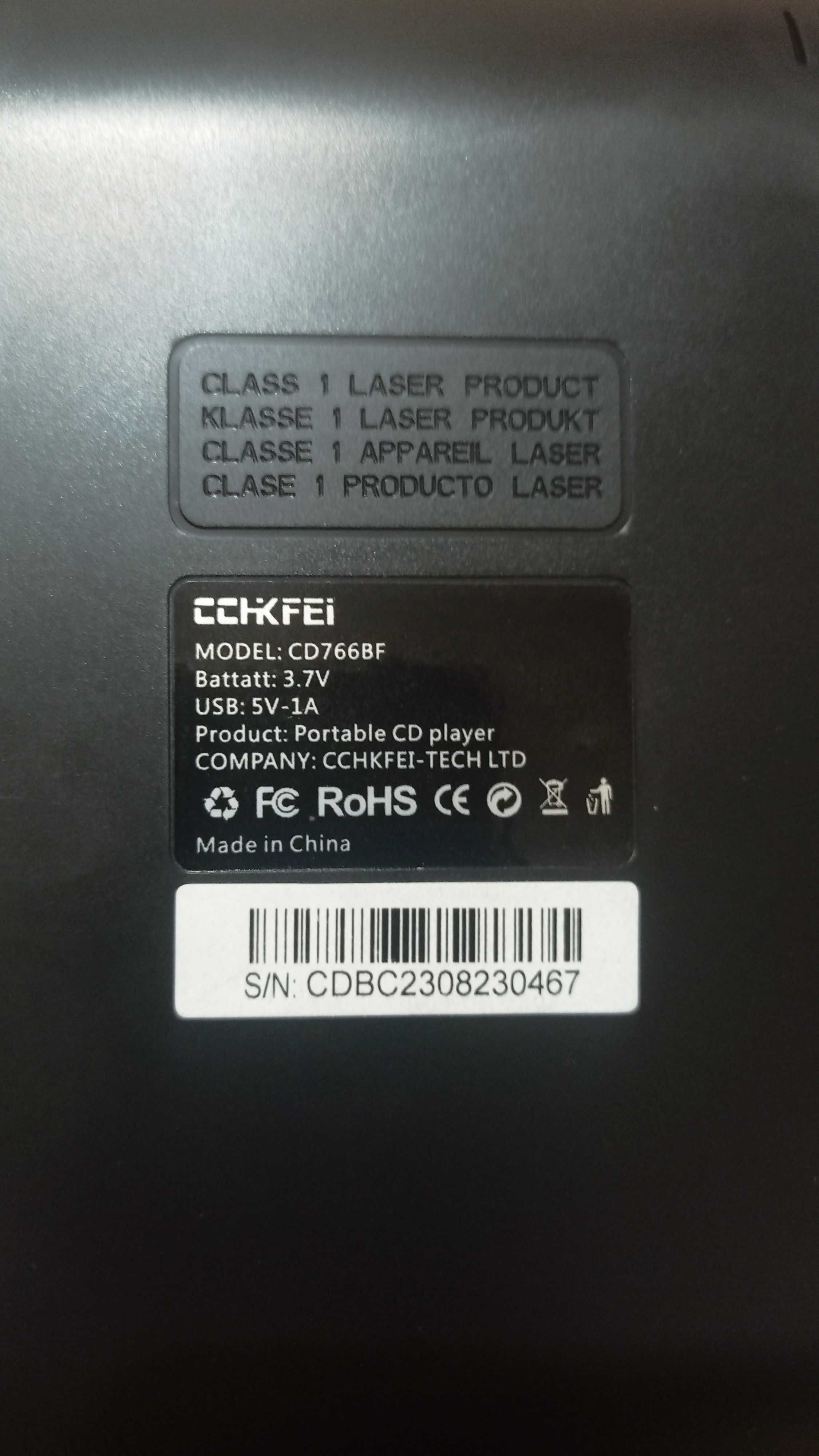 CD-плеер CD766BF з акумулятором/Bluetooth