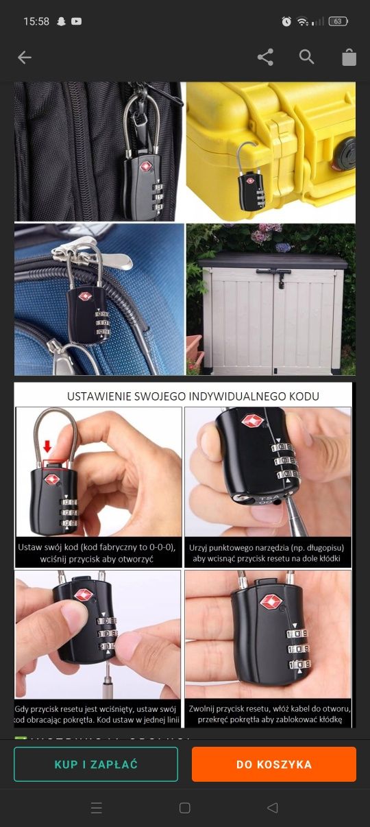2 x kłódka TSA system na szyfr